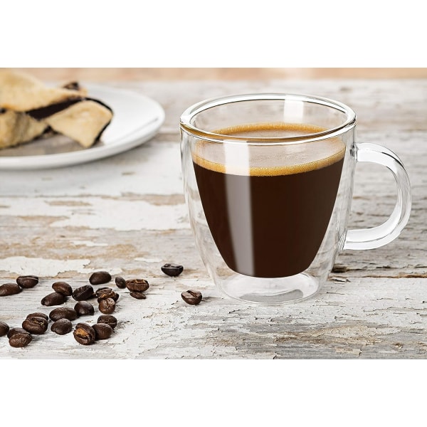 Sæt med 2 Dobbeltvæggede Isoleret Espresso Kopper 320ml