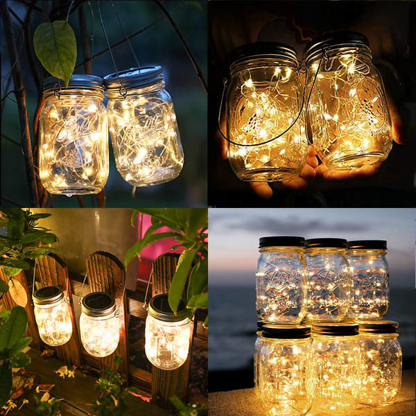 4-pack Solcellslampor för Utomhus 30 LED Mason Jar Lampor Solenergi