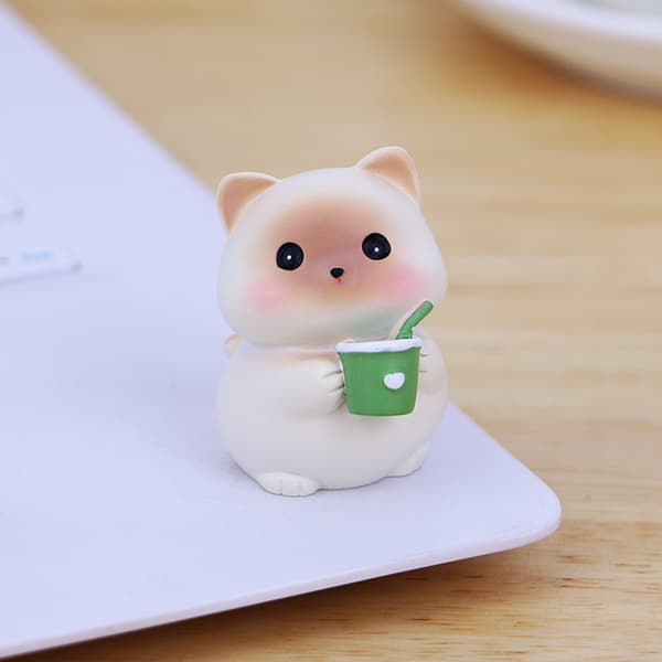 4 søde mini Kitty ornamenter Kontor skrivebordsdekorationer bil interiør