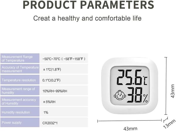 Mini Høy Presisjon Digital Innendørs Termometer Hygrometer, Temper