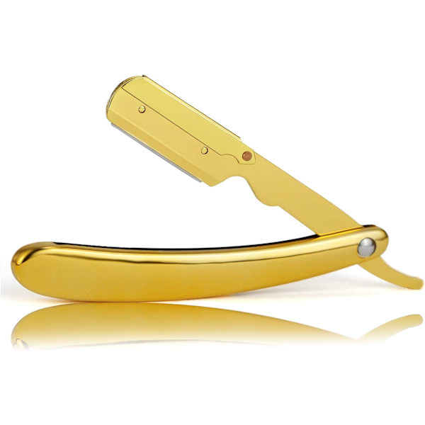 （Guld）Straight Edge Barber Razor til Skægbarbering Høj Kvalitet Foldbar