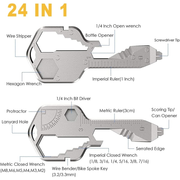 Monitoiminen avain työkalu - Ulkoilma avain työkalu - 24 in 1 Ruostumaton