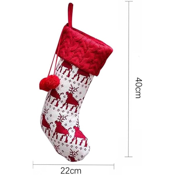 Julstrumpor 16 Tum Knit Stickade Julröd Vit Randig Re