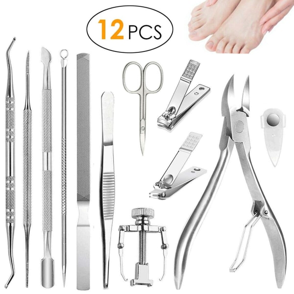 12 pieces of stainless steel inlaid nail tool set eagle nose p