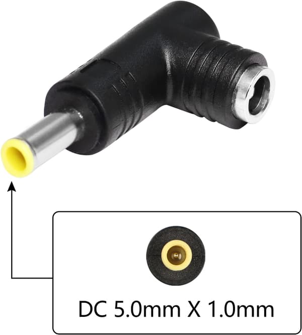 2 st DC-strömadapter, 90 graders vinkel DC-adapter 5,0 mm x 1,0 DXGHC
