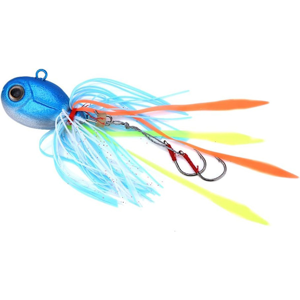 Fiskedrag med 3D-ögon, blyhuvud, konstgjorda drag, mjukbete, trekrok