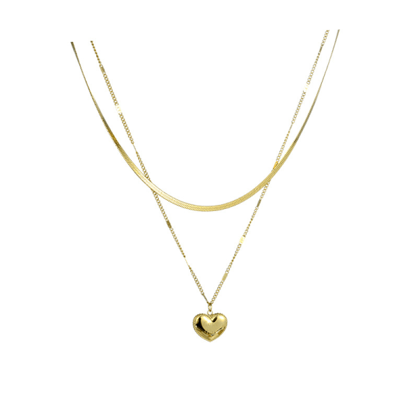 Layered Heart Halsband Pendant Handgjorda 18k guldpläterade lager