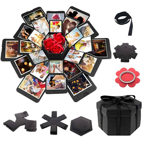 Explosion presentask, DIY albumask, parförälskad överraskningsexplosion