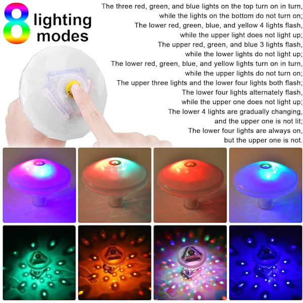 Värillinen LED-allasvalo, LED-upotettavat valot 8 tilalla, IP67 Fl