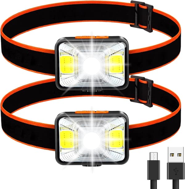 Tehokas otsalamppu [2 kpl], USB-ladattava LED-otsavala 20