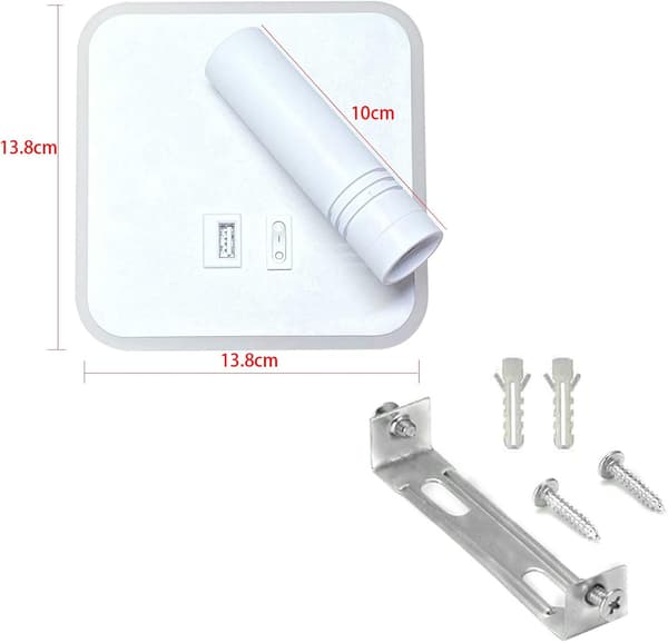 LED Vegglampe, 9W, Sengelampe med USB-lading