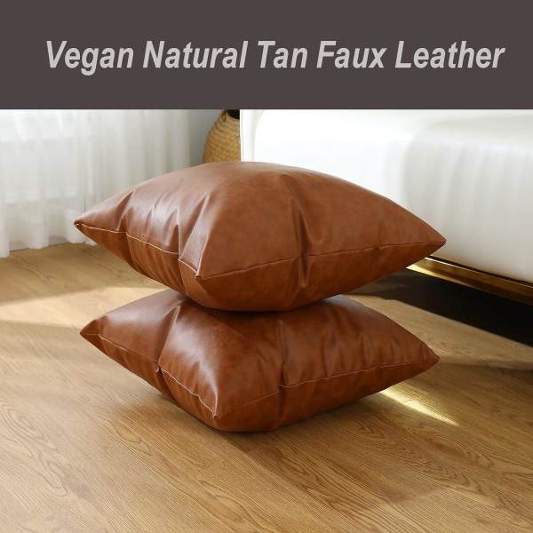 Pillowcase 45X45cm Faux Leather Cushion Covers Set of 2 Pieces De