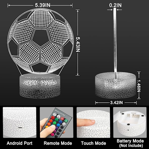 Fodboldgaver til drenge Fodbold 3D Illusion Lampe Fodbold 3D Nig