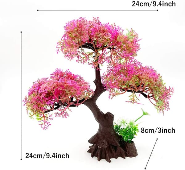 Medium/9.4\" Akvarium Plast Kunstig Plante Sæt (Hvid)