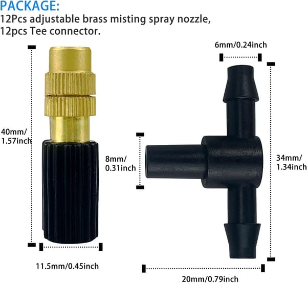 12 Pak Brass Justerbare Dyser Dryp-Vandingssystem 4/7 Spraye
