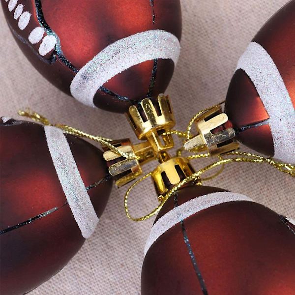 9cm Jule-Rugby Julebordsdekorasjon Ball Juletrepynt