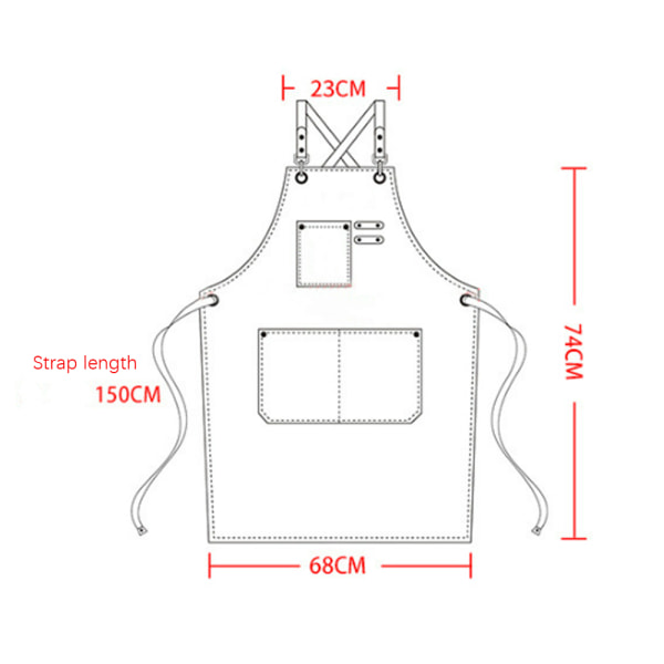 Kokkeforklæder til mænd Kvinder med store lommer, bomuldslærredskors