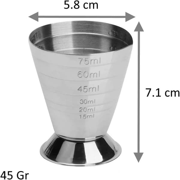 Cocktailjiggers i rostfritt stål, 2,5 oz, 75 ml, 5 msk, 2-pack