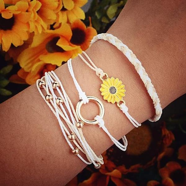 Solrossträngarmband Handgjort Flätad Rep Charm Boho S DXGHC