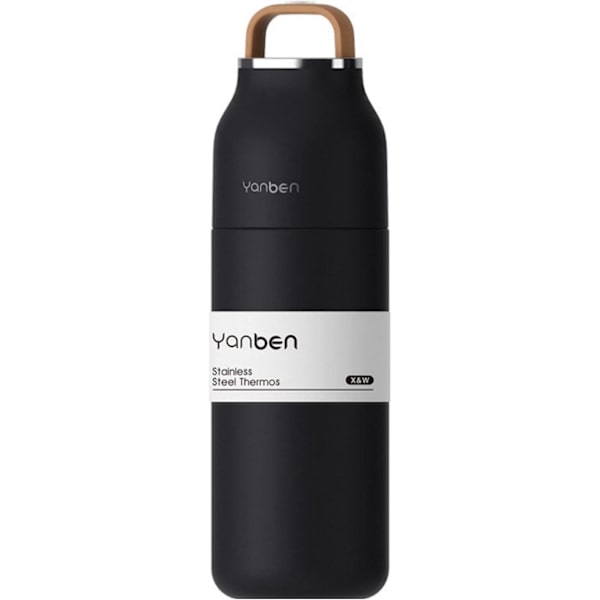 Termosmugg 304 Rostfritt Stål Bärbar Bil Vattenkopp, Student Praktisk Kopp, Utomhus Sportkopp, Dryckeskopp（Svart，350ml）
