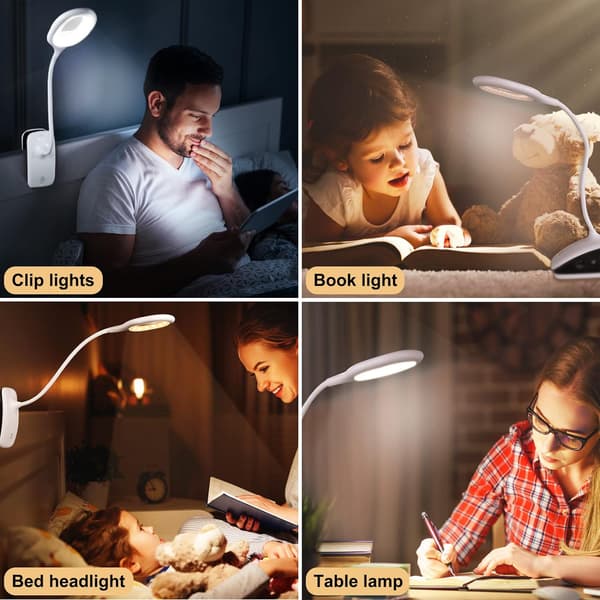 LED Klips Desklampe - 18 LED Leselampe med 1 Lysmodus, 3