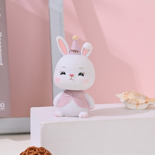 Rosa tecknad söt bobblehead kanin främre dekoration center conso