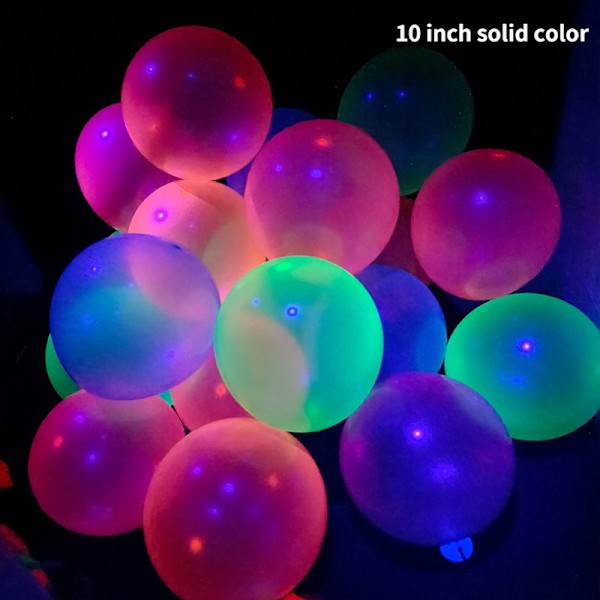 200 stk. Lysende Balloner 10 Tommer 1,5g Lysende Neonfarve Lysende