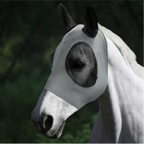 (Grå) Häst Utomhus Bite Prevention Myggmask Hästhuvud Mesh