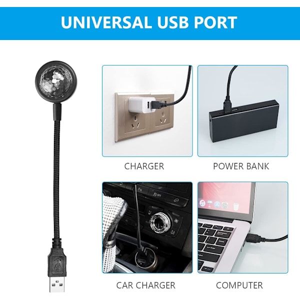 USB-Tagelamp til Biltag, Mini Romantisk USB LED Indvendig Billamp med