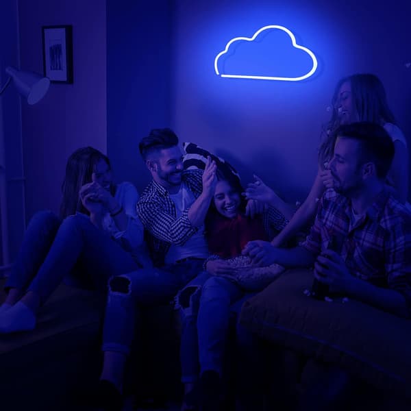 Sky-skilt med LED-lys, blått neonskilt