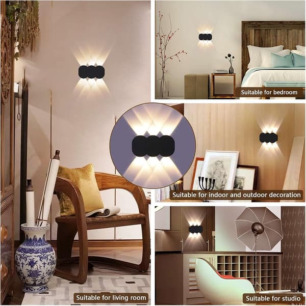 6W Modern LED Vägglampa för inomhusbruk, Rektangulär Upp-Ner Spot Vägglampa