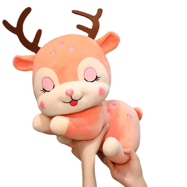 Plushdjur med tecknad älg, snögubbe, julren, plommonblomma och älg 20cm
