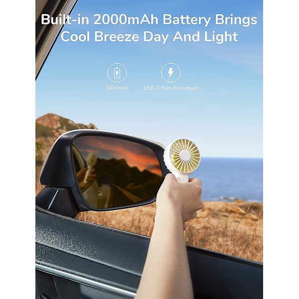Dww-mini bärbar batteridriven fläkt med 2000 mah batteri, DXGHC
