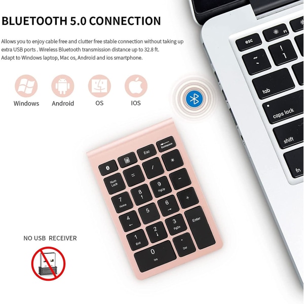 Bluetooth Number Pad, 22 Keys Number Keypad With Shortcut Key, 10