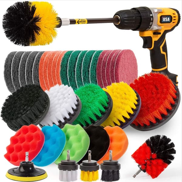 37-pack Gult Borstset med Borstar, Skrubbplattor & Svamp, P