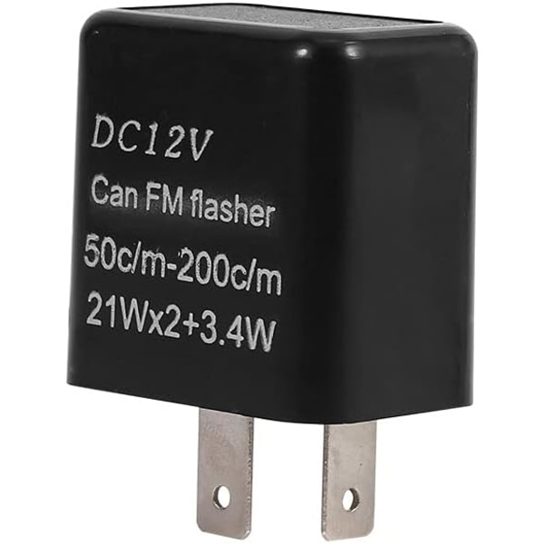 2 Pin Flasher Relay,(Black) 12V Universal Adjustable Electronic F