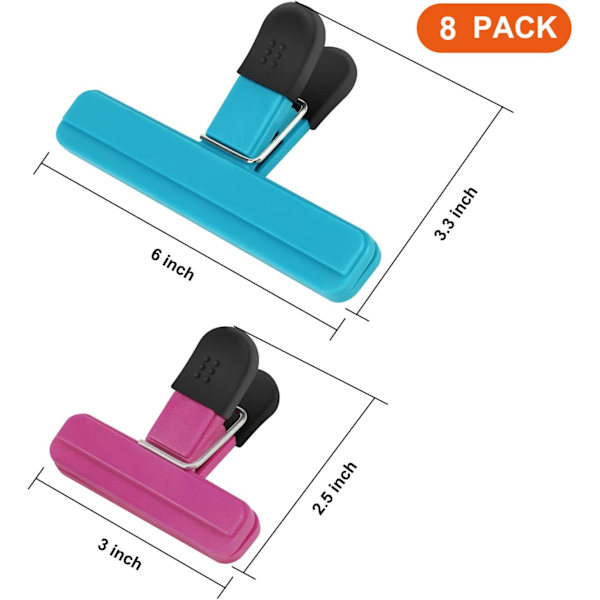 Chip Clips (4 Store og 4 Små), 8 Pakke Madklemmer, Pose Klemmer