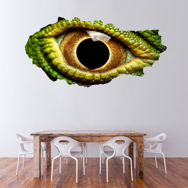 3D Broken Wall Vision Dinosaur Lizard Eyes Veggdekor