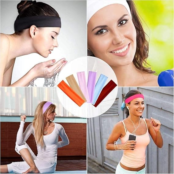 14 st Yoga Bomulls Hårband Elastiskt Stretch Svettbands Hårband M