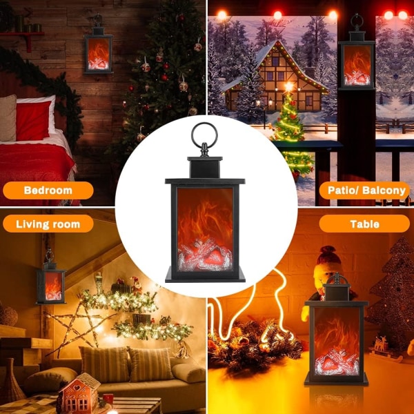 Pejslampe med LED-flammeeffekt, rektangulær pejslampe Si
