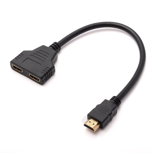 HDMI-splitter 1 inn 2 ut 1080p, én inn to kabler høy definisjon