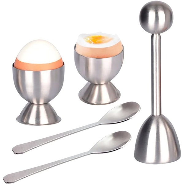 Egg cracker top 5-delat set - innehåller 2 äggkoppar, 2 skedar och 1