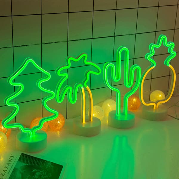 Neon-skylt med kokosnötsträd, batteridriven, för vardagsrum, sovrum, hall