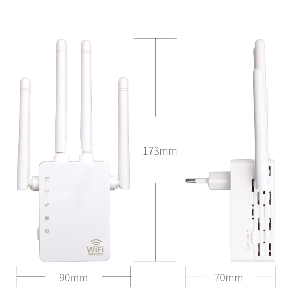 1 stk hvid Dual Band 1200M trådløs signalforstærkning WiFi