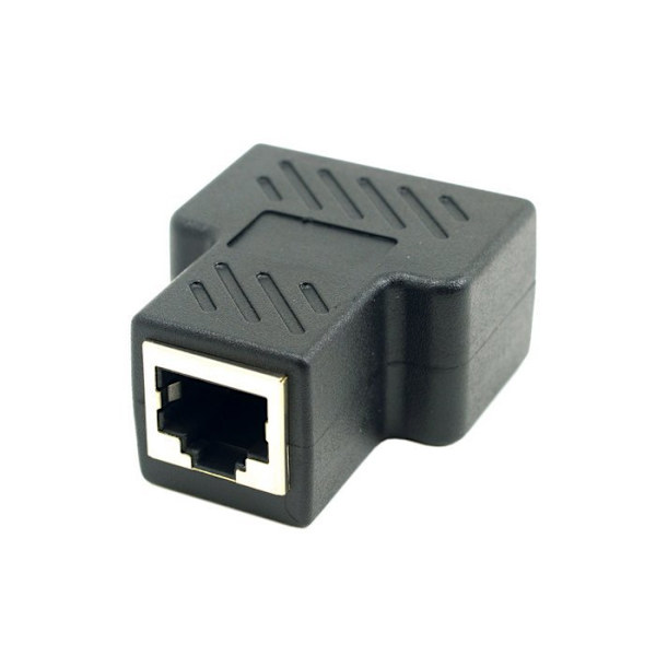 CAT6 RJ45 netværks-T-hoved netværkskabelsforlænger en til to split