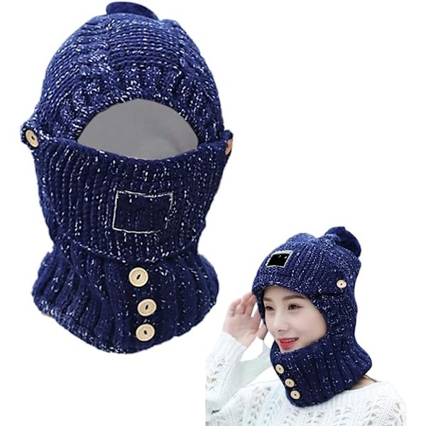 Vintermössa, Halsduk och Mask Set, 2-i-1 Mask Halsduk Stickad Mössa, Kni DXGHC