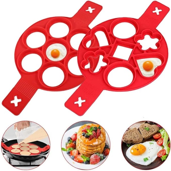 Silikon Pandekageform, 7 Ringe Pandekage Maker, Non-Stick Køkken DXGHC