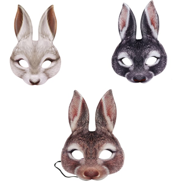 3 stk Halloween Påske Karneval Fest Maskerade Bunny Mask Dyr