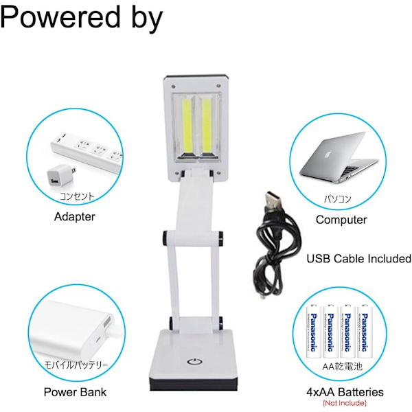 [Ny versjon] Super sterk COB LED bærbar skrivebordslampe Reiselampe