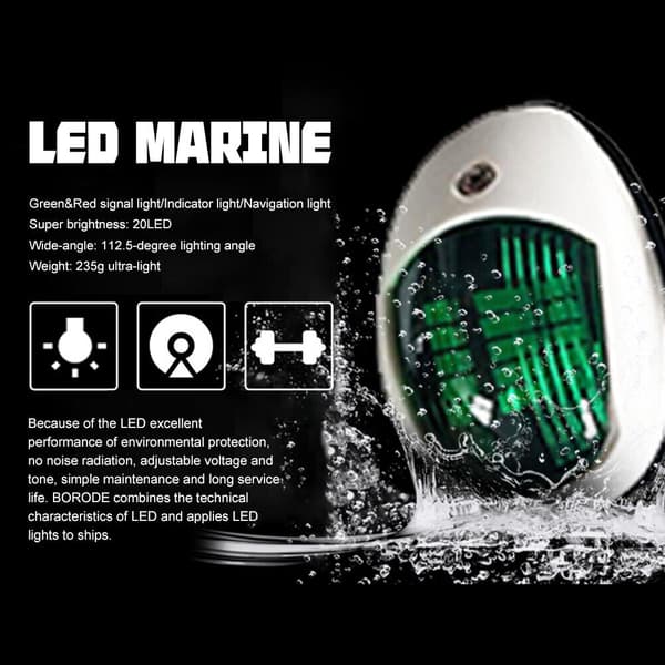 2x 20LED Båtnasjonalitetslys Rød og Grønn Marine Bauglys La